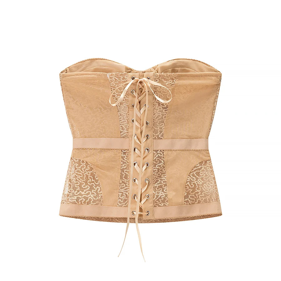 Women's Slim Fit Bandage Vest Top European Style Polyester Fabric Fishbone Strapless Outerwear Short Length Single Button