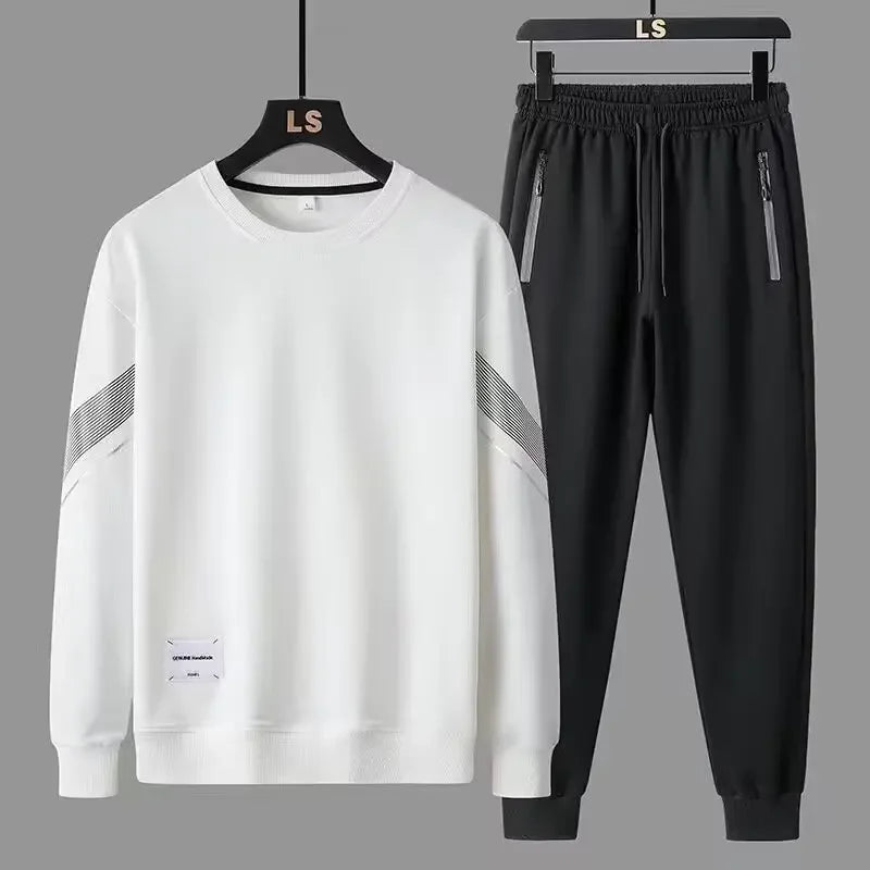 Conjunto de moletom manga comprida, calça e top casual esportivo de 2 peças, coleção de inverno