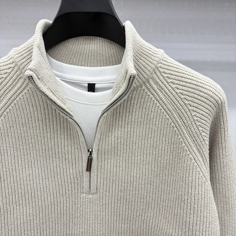 Men's Sweater Half Zipper Winter Thick Korean Edition Casual Loose Stand Up Collar Undercover