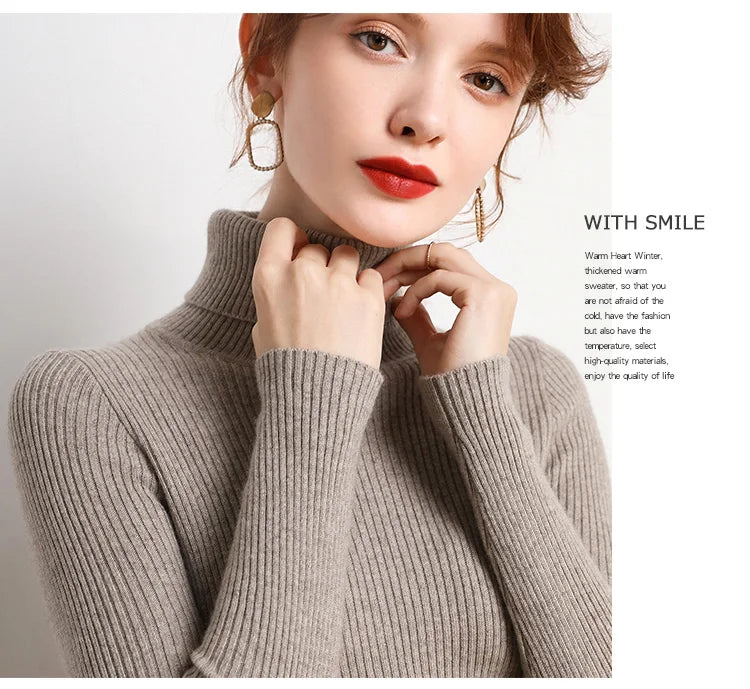 Heliar Women Fall Turtleneck Sweater Knitted Soft Pullovers Cashmere Jumpers Basic Soft Sweaters For Women 2026 Autumn Winter