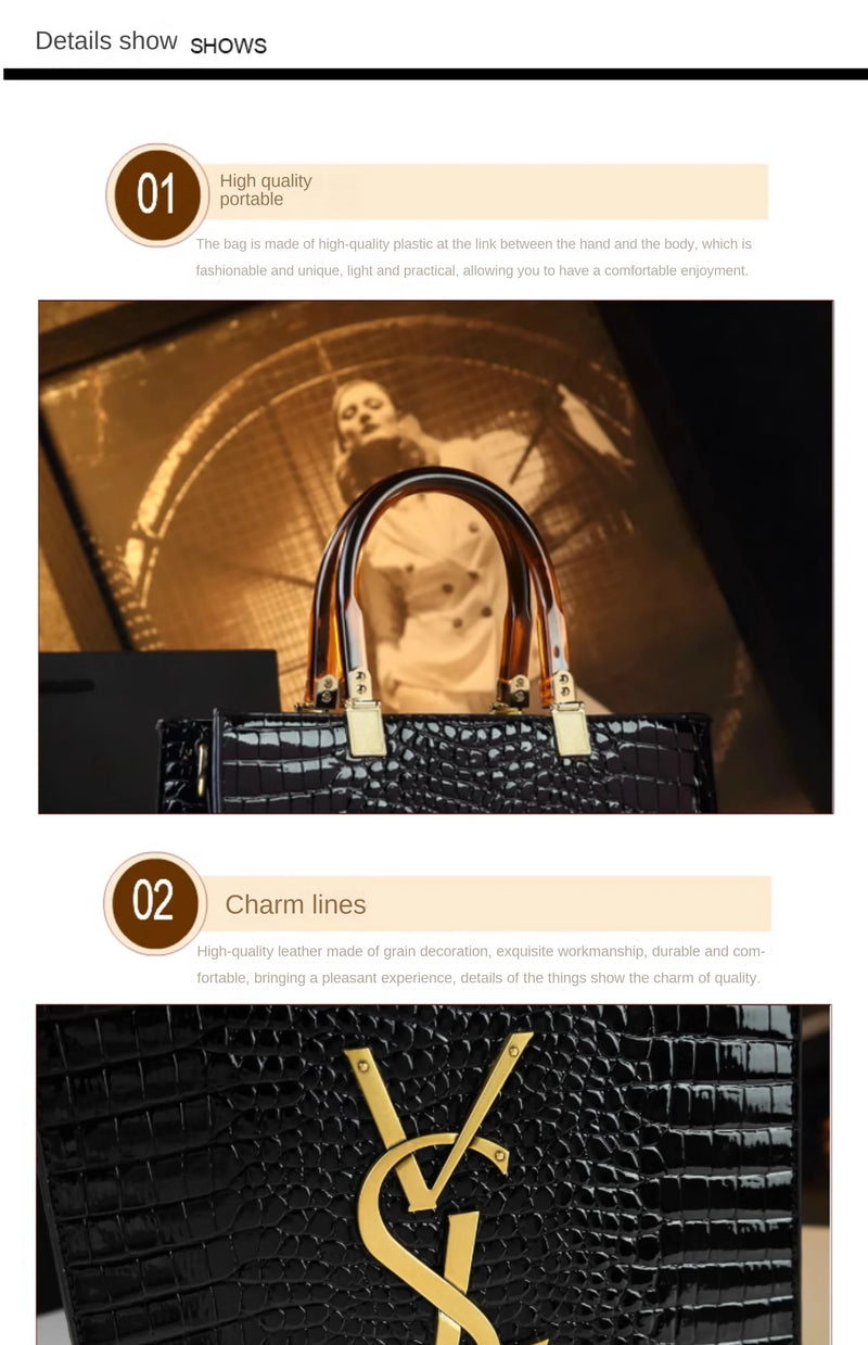 Genuine Leather Women Handbags Alligator Pattern Large Capacity Tote Bag Fashion Mother Bag 2025 New All-match Portable Bags