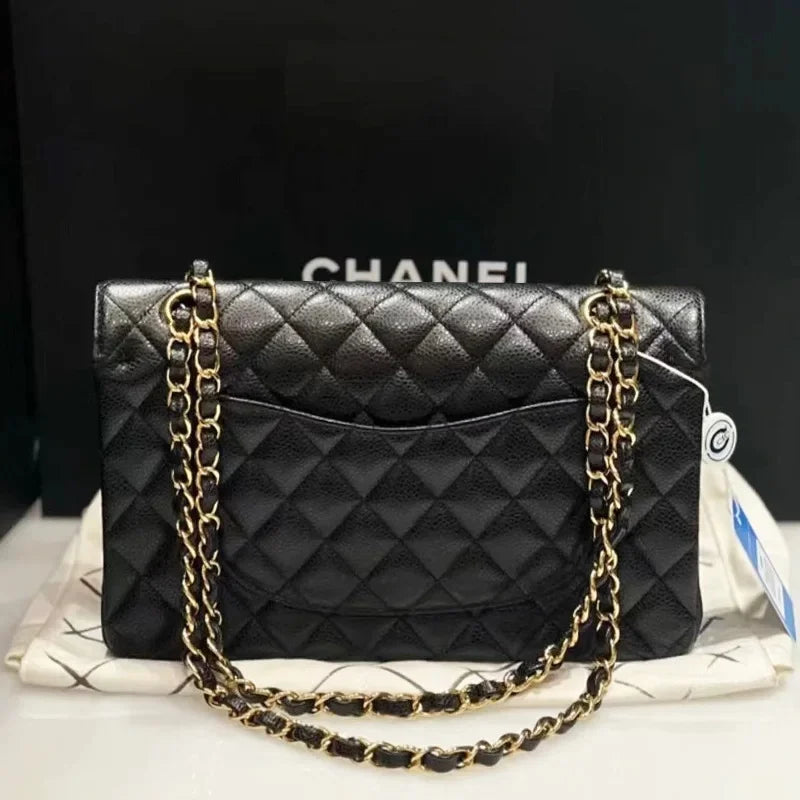 Pequena bolsa de fragrância caviar preto ouro corrente couro litchi padrão diamante grade luxo feminino crossbody bolsa ombro - CRAVO ROSE