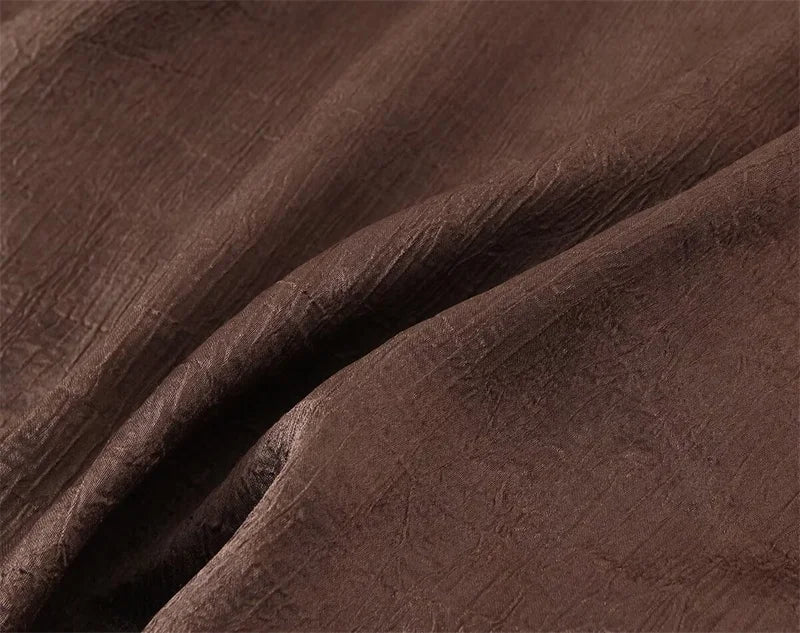 Women's Suit 2026 Spring New Style Reddish-Brown Long Sleeve Draped Pleated Decorative Simple Blazer and Trousers Set Fashion