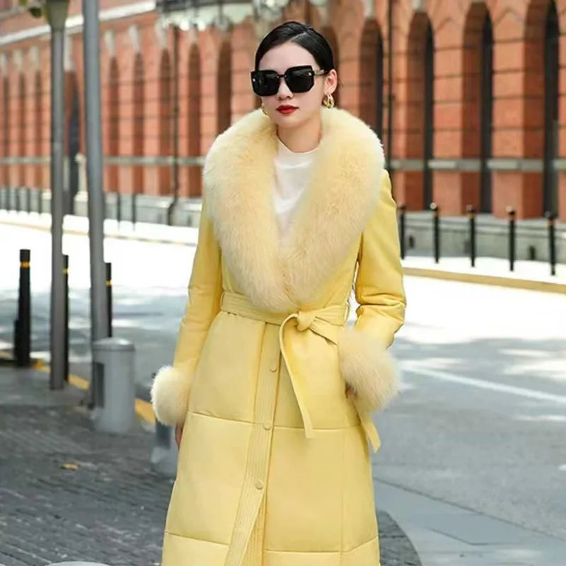 Luxury 2025 Real Fox Fur Collar And Cuffs Set for Women Winter Neck Warmer Fashion Scarf ShawlS Wrap Combo Large Size Furry Fur