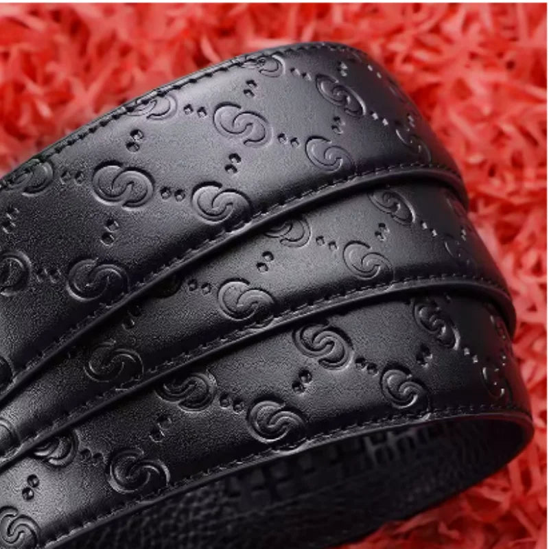 Cinto de couro PU masculino com fivela de metal, marca de luxo, calça jeans de alta qualidade, macia, na moda