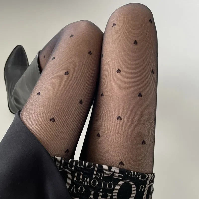 Meias pretas sensuais femininas, meias-calças de bolinhas, meias altas justas e elásticas para mulheres, lingerie erótica
