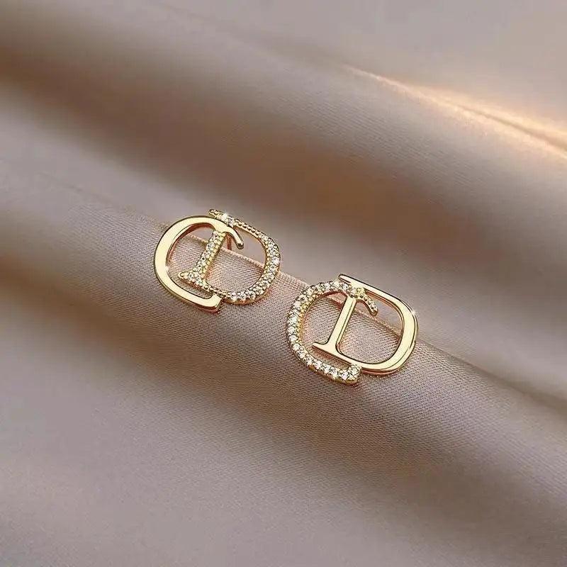 2024 New Elegant Trendy Design Women's Needle Korean Style Fashion Versatile Letter Hoop Earrings - CRAVO ROSE