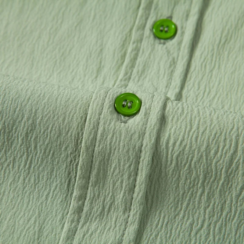 Cardigan casual de manga curta, cor sólida, gola alta, camisa para comércio exterior