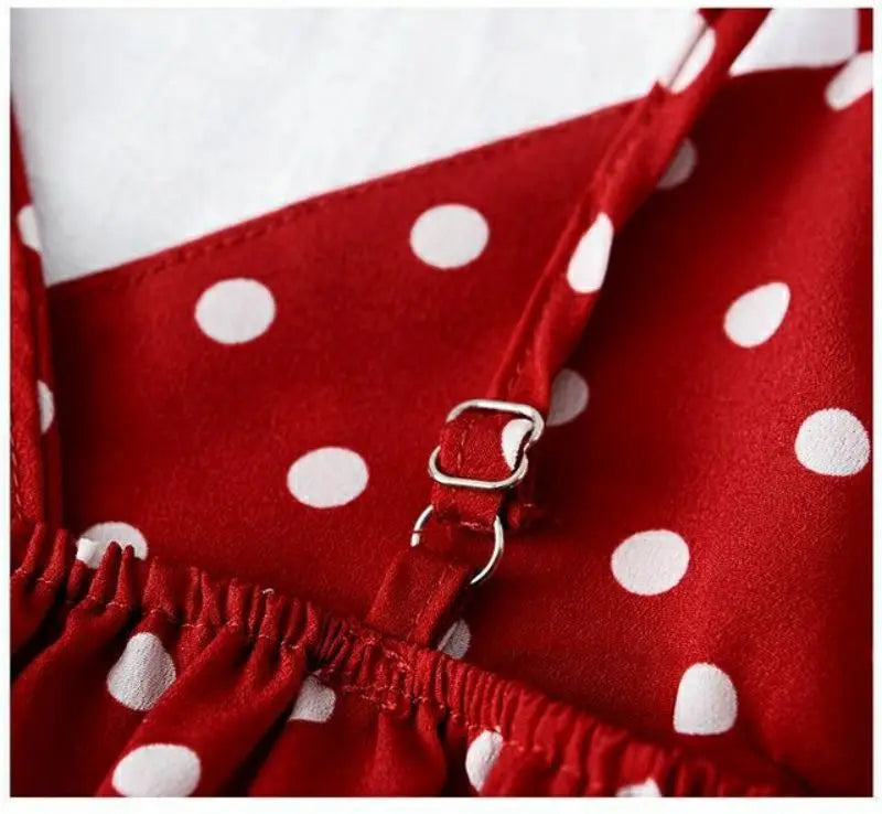 Red Polka Dot Print Chiffon Short V-Neck Sleeveless Sexy Pullover Women's Blouse Shirt Korean Fashion Female Clothing Tops 2024