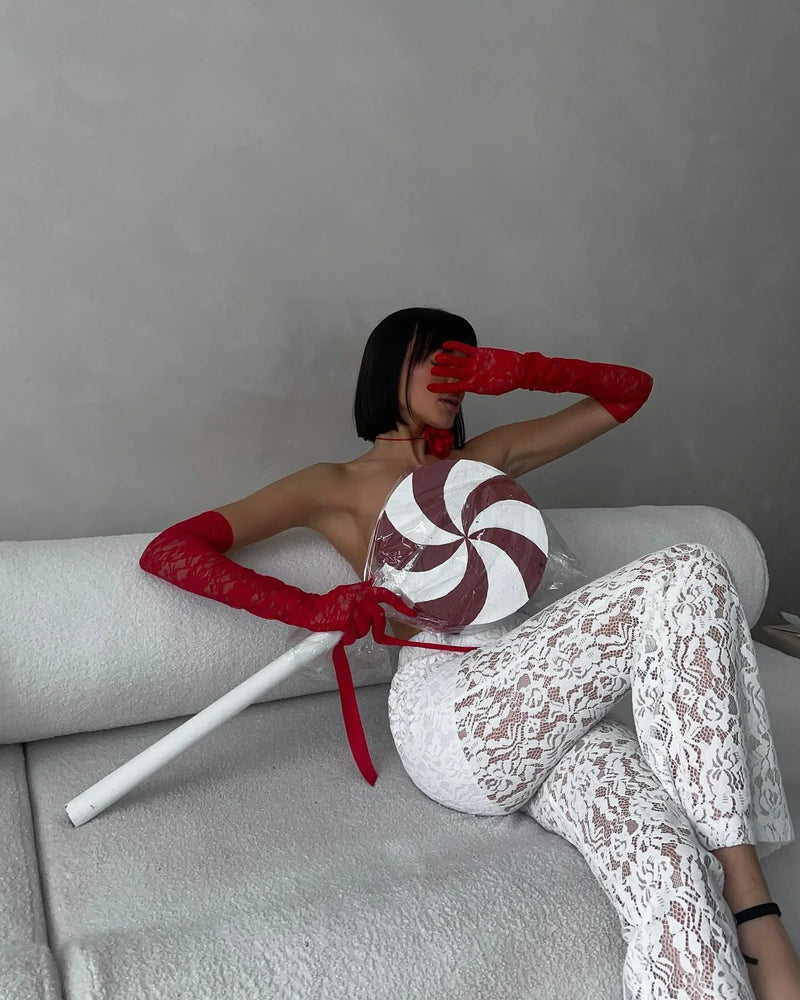 Calça feminina de renda  cintura alta, streetwear, sexy, vazada, feminina, casual, cintura elástica,moletom larga