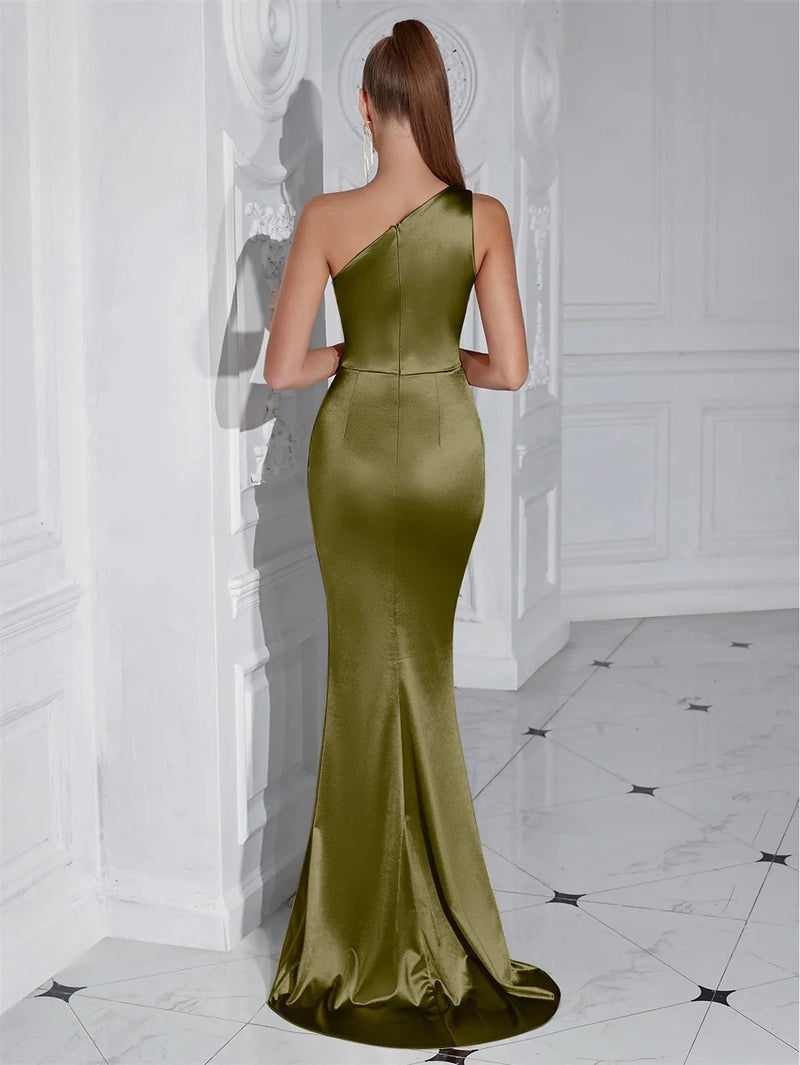 Vestido Formal Feminino Noite Baile Elegante Festa Convidado Do Casamento Celebridade Feminino Cetim Maxi Clube Usar Vestidos De Coquetel