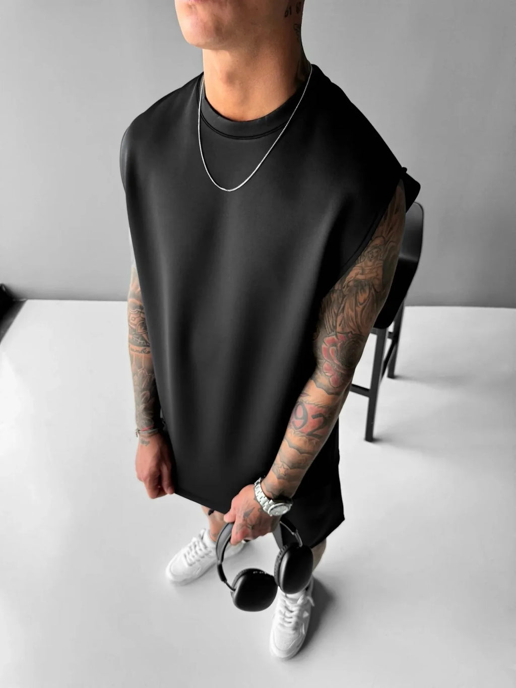 Terno esportivo sem mangas 2025 calças casuais masculinas de cor sólida, colete de roupas masculinas, conjunto de duas peças