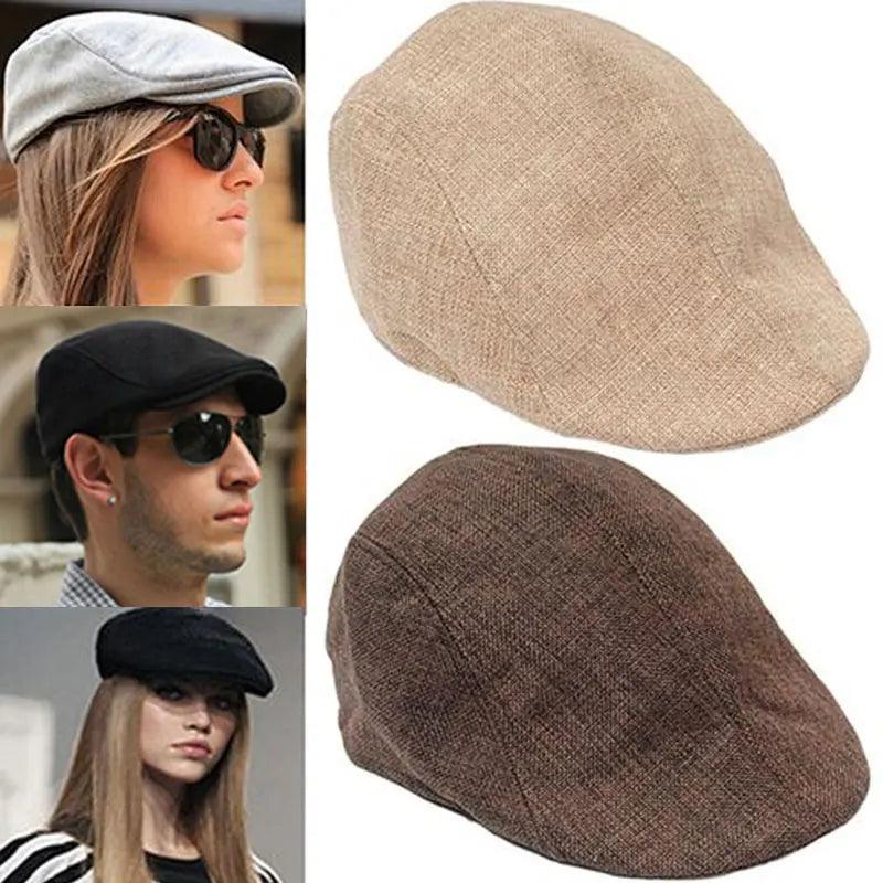 Men Berets Cap British Style 2024 New Autumn Summer Linen Hats Fashion Flat Caps Classic Vintage Gatsby Cabbie Cap Chapeau Homme - CRAVO ROSE