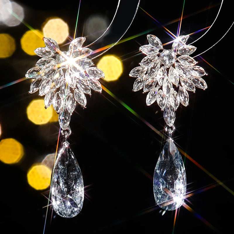 Design sense of personality exquisite colorful full of diamonds drop earrings fashion light luxury temperament match earrings