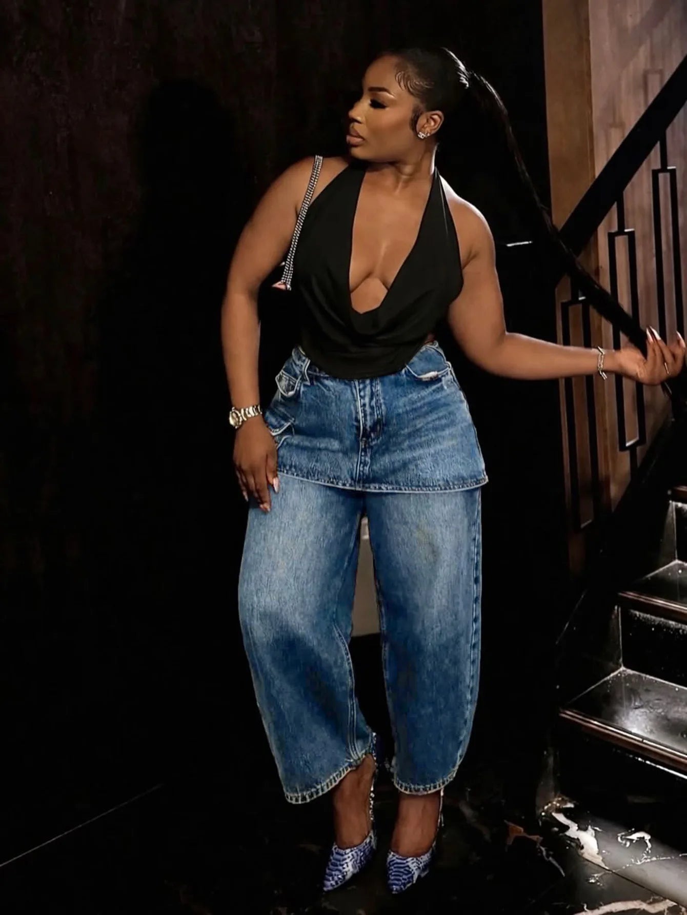 Denim Pant Women Jeans Vintage Wide Leg Long Pants Slim Fit High Waist Straight Trousers Y2k Streetwear Elegant Work Casual