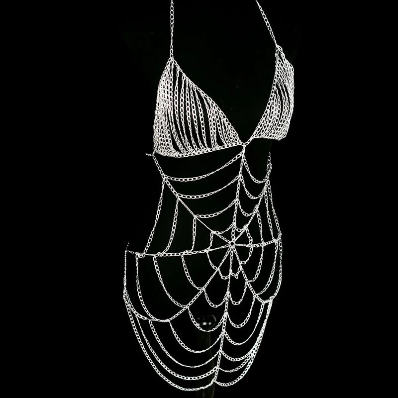 Sexy Fashion Women's Body Jewelry Punk Personality Metal Long Harness  Dress Underwear Accessories Party Festival Gift