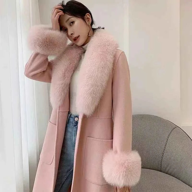 Luxury 2025 Real Fox Fur Collar And Cuffs Set for Women Winter Neck Warmer Fashion Scarf ShawlS Wrap Combo Large Size Furry Fur