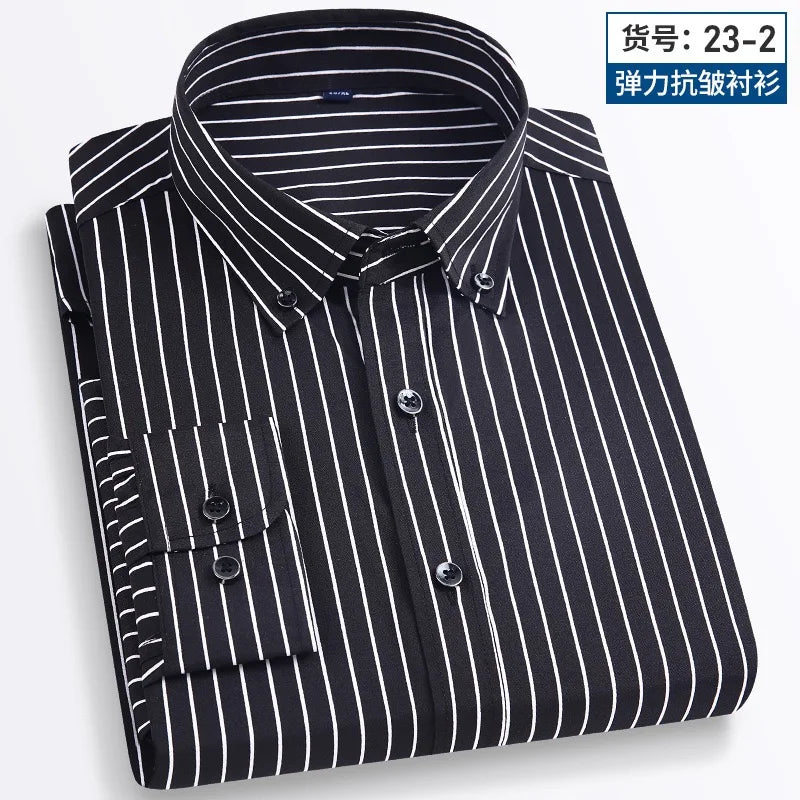 Camisa Social Masculina Listrada Manga Longa – Estilo Business Casual Elegante