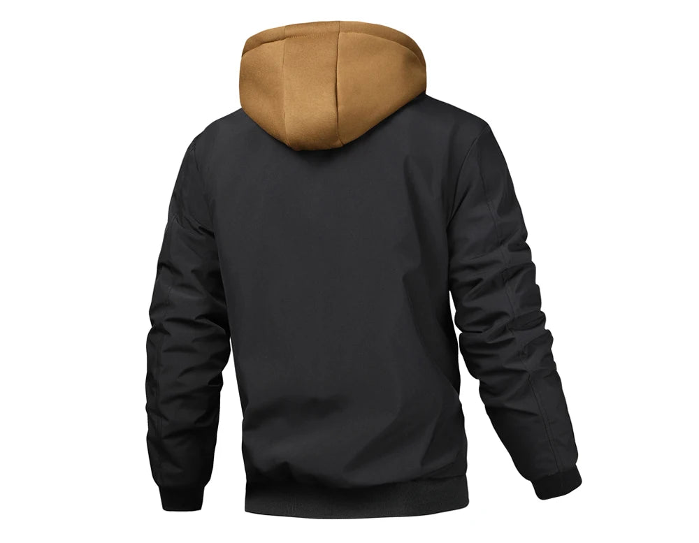 Autumn Winter Men's Warm Bomber Jacket Outdoor Man Thick Windbreaker Hiking Hooded Coats Men Thermal Sports Zipper Parkas Jacket