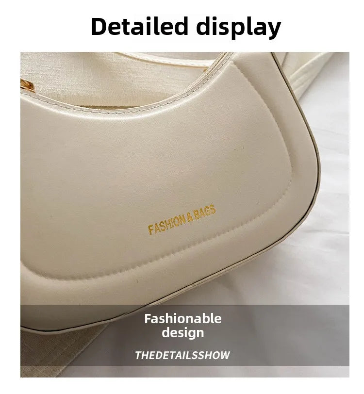 Bolsa de Luxo Francesa para Mulheres – Cor Sólida, Textura Sofisticada e Versátil (Modelo de Ombro)