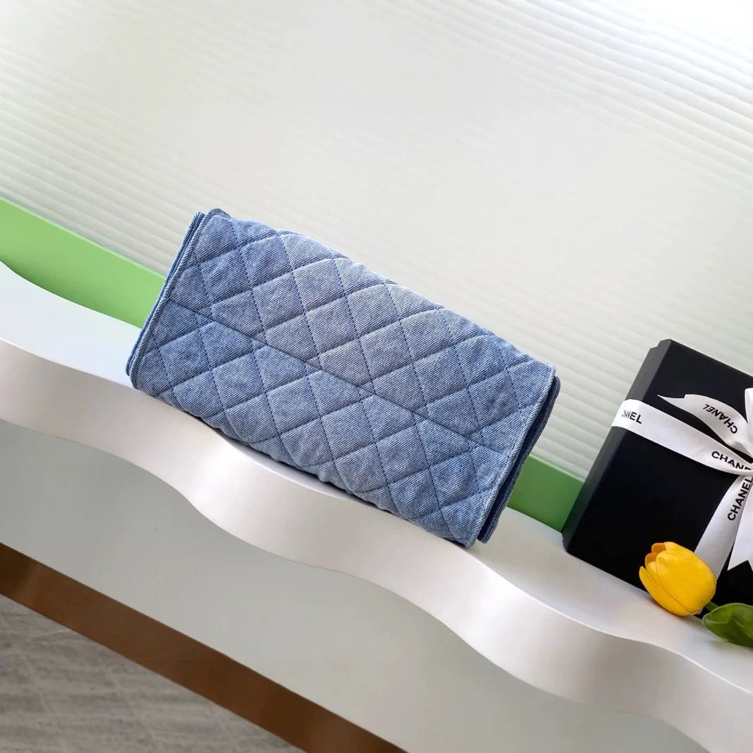 Vintage gradiente denim balde saco de ombro feminino elegante retro axilas saco rua tendência tamanho médio alça algodão macio - CRAVO ROSE