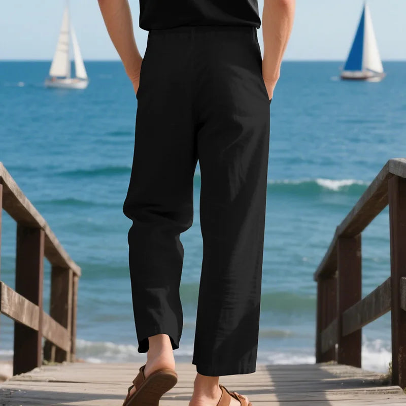 Men's Loose Casual Loose Straight Linen Naples Gurg Breathable Pants Men Clothing Trousers Traf Homme Pantalones Sweatpants