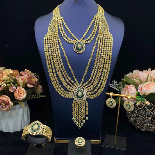 JRH Noble and Elegant Women's Jewelry Mixed Color Gemstone Zircon Set Necklace Earrings Ring Bracelet Suitable for Wedding Party
