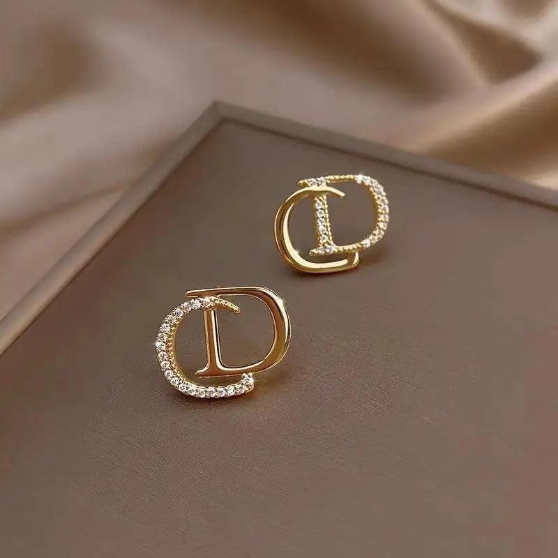 2024 New Elegant Trendy Design Women's Needle Korean Style Fashion Versatile Letter Hoop Earrings - CRAVO ROSE