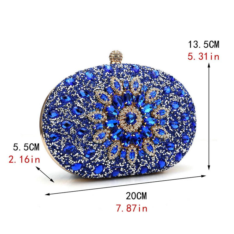 Flower Rhinestones Evening Bags Metal Prom Clutch Diamonds Clutch With Chain Shoulder Handbags Wedding Female Purse - CRAVO ROSE