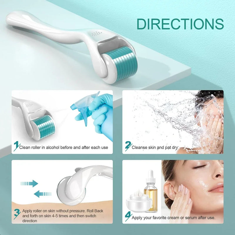 DRS 540 Sistema de Rolo Derma com Agulha Real Microagulha para Crescimento Capilar e Barba Tratamento Antiqueda de Cabelo Mesoterapia Facial