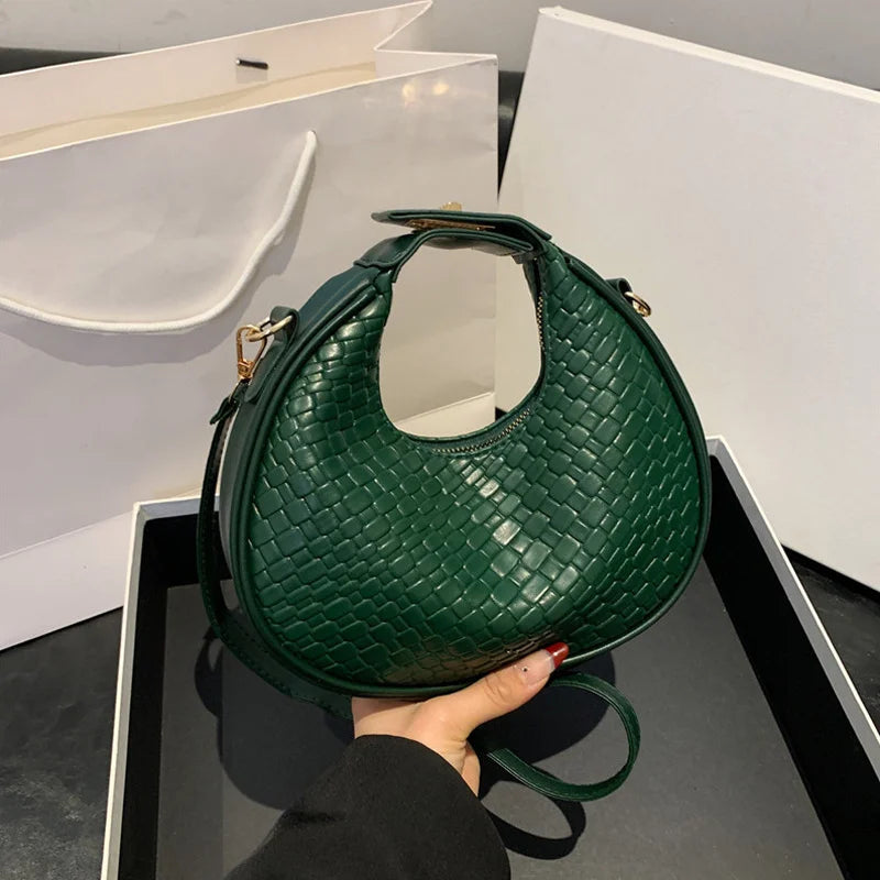 PU Leather Shoulder Bag Fashion Solid Color Lattice Crossbody Bag Small Bag Ladies Trend Luxury Designer Handbags