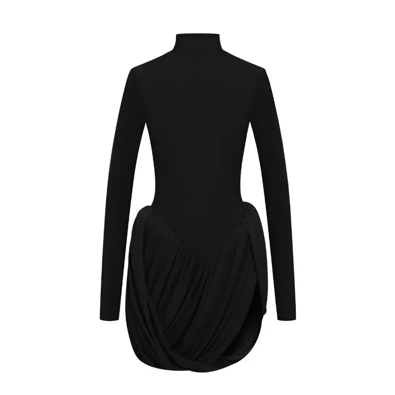 Tuularose Red Hollow Dress Women High Waist Sexy Backless Long Sleeve Gathered Dress Summer Patchwork Retro Party Evening Dress