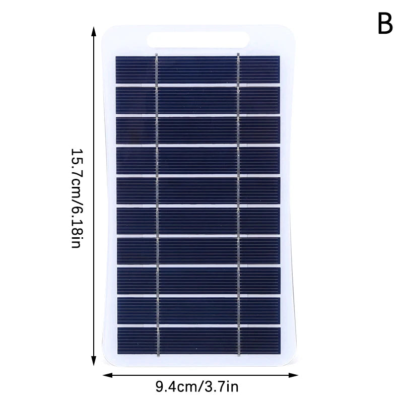 Painel solar de 2 W e 5 W com USB à prova d'água para caminhadas ao ar livre e acampamento, bateria portátil, carregador de celular, painel de carregamento de 5 V