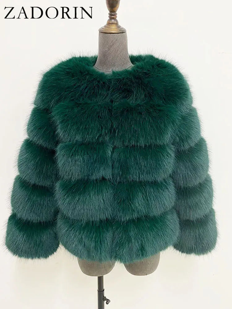 ZADORIN S-6XL Mink Coat Winter Black White Faux Fur Coat Woman Elegant Fluffy Faux Fur Jacket Top Short Fur Coats Woman Clothing