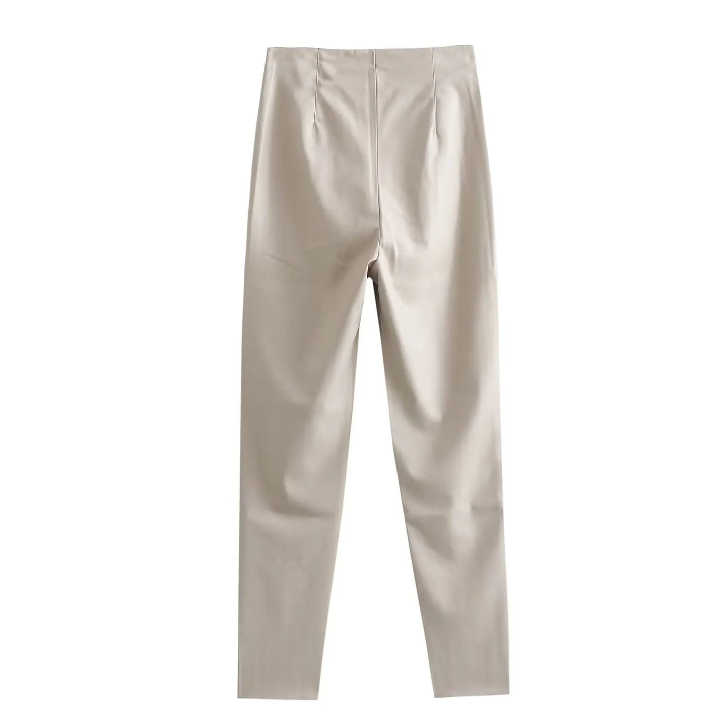 HH 2024 Women's Faux Leather Pants High Waist Straight Leg Trousers Fashion Female Streetwear Stylish Stretch Pencil Pants