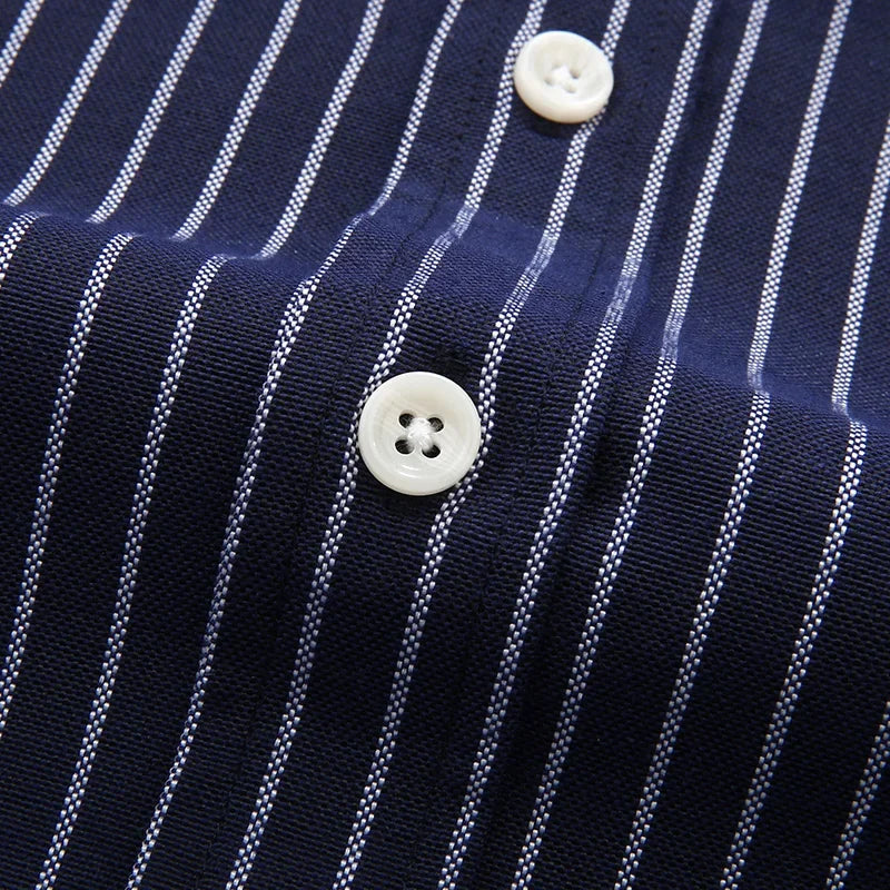 New Summer Men Striped Short Sleeve Shirt Men Dress Shirts Pure Color Business Work Button Up Shirt Big Social Korean Clothes