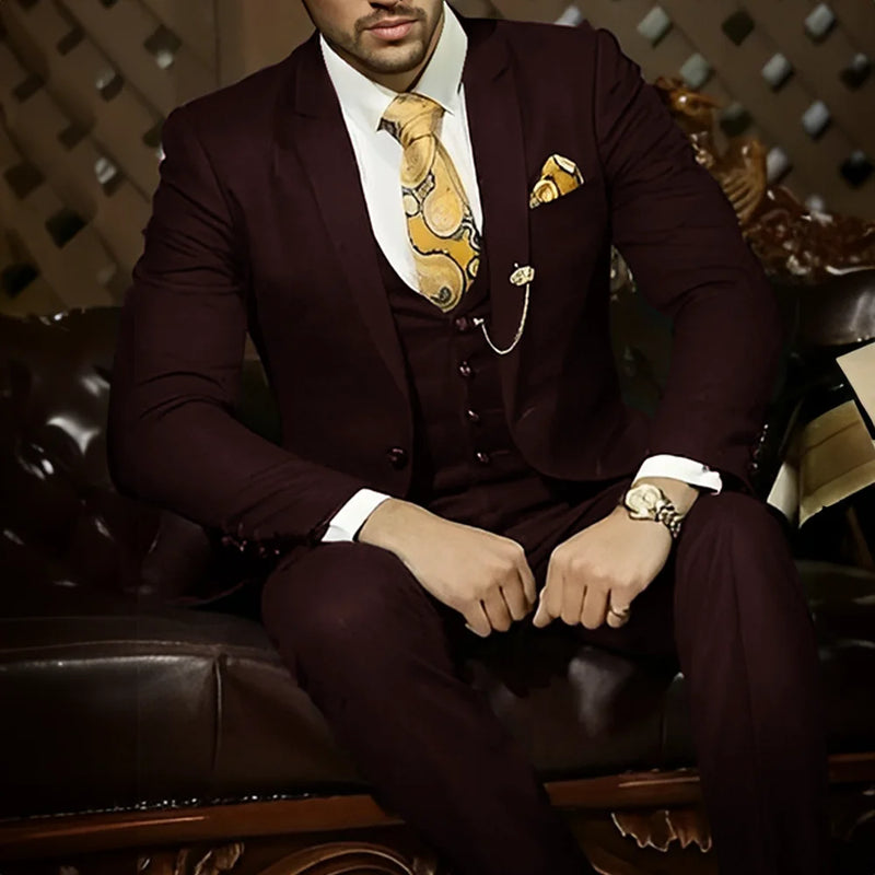 Terno masculino verde escuro bonito para trabalho, 3 peças, baile de formatura, casamento, smoking (jaqueta + calça + colete + gravata)