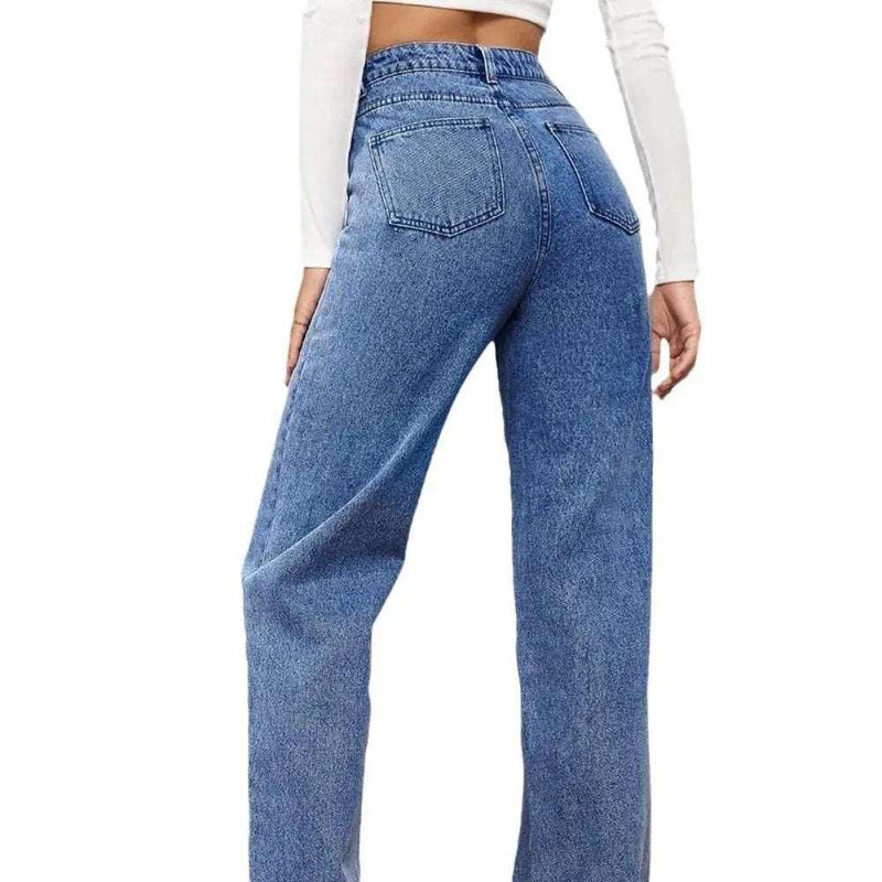 2024 Popular Elastic Washed Denim Fashion Straight Pants Jeans Women's Pants Women Jeans Baggy Jeans Women