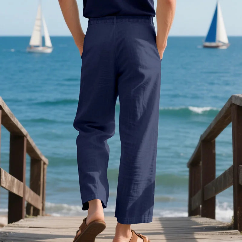 Men's Loose Casual Loose Straight Linen Naples Gurg Breathable Pants Men Clothing Trousers Traf Homme Pantalones Sweatpants