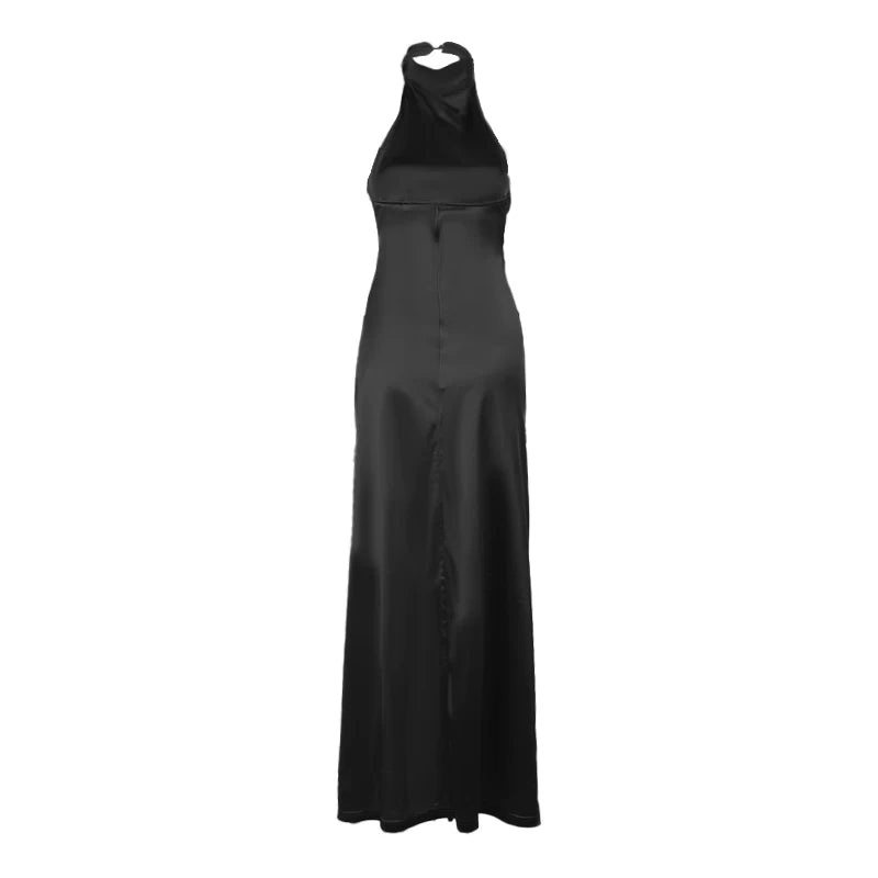 Women's Elegant Design Dresses 2024 High Waist Slim Neck Bridesmaid Dresses Sleeveless Split Slim Gowns Long Dresses