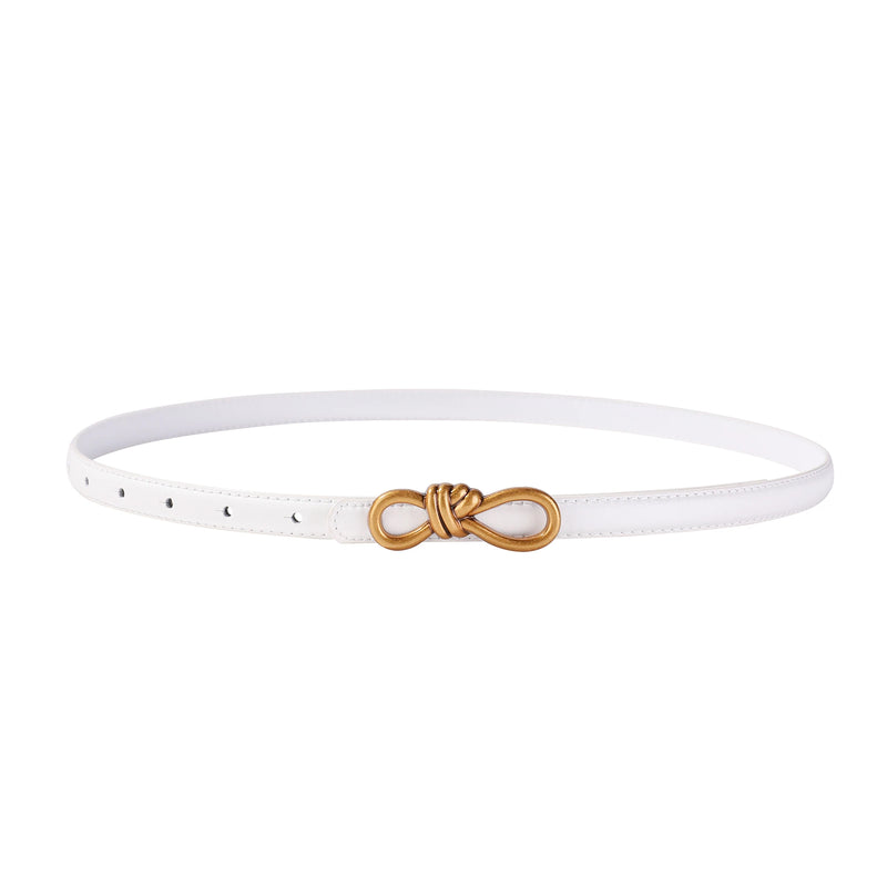 Korea Women Genuine Leather Knotted Thin Waist Belt Fashion Geometric Butterfly Gold Buckle Adjustable Corset Belt For Women