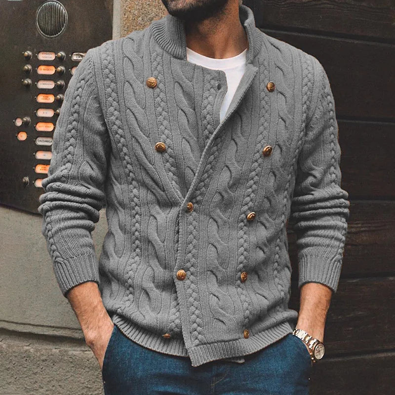 New 2026 Autumn Winter Knitted Cardigan Men Double Breasted Sweater Coat Male Streetwear Winter Warm Turtleneck Men Clothing