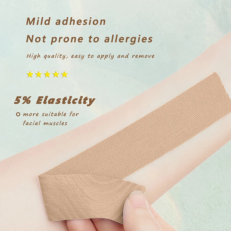 Fita elástica para lifting facial - levanta instantaneamente papadas flácidas, pele do pescoço e queixo duplo para uma linha de mandíbula em V definida - reutilizável - 0,98 x 196,85 polegadas
