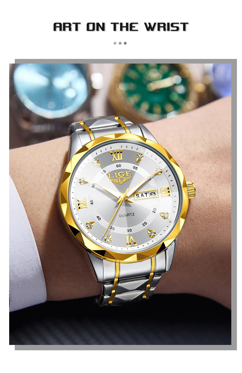 New LIGE Top Brand Luxury Man Wristwatch Waterproof Luminous Date Week Men Watches Stainless Steel Quartz Men's Watch Male reloj