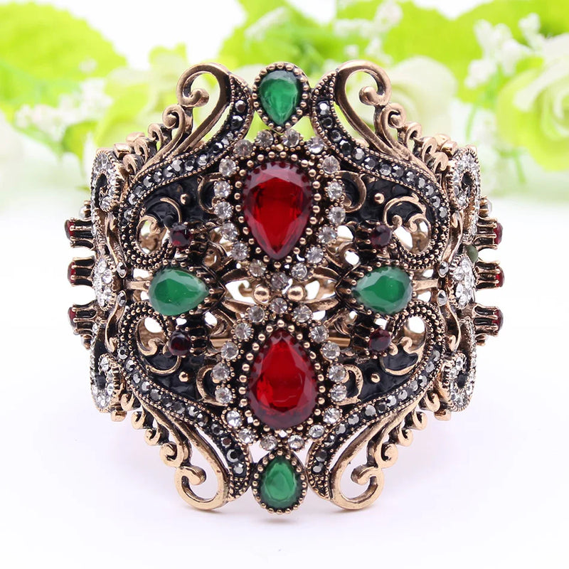 Neovisson Delicate Woman Personality Wide Flower Bangle Cuff Women Antique Gold Color Bracelet Wedding Jewelry Bride Gift
