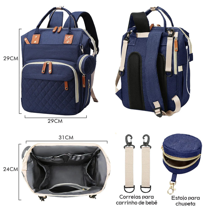 Conveniente bebê enfermagem sacos com esteira, mamãe cama, fralda de grande capacidade, mochilas de leite, cama de bebê