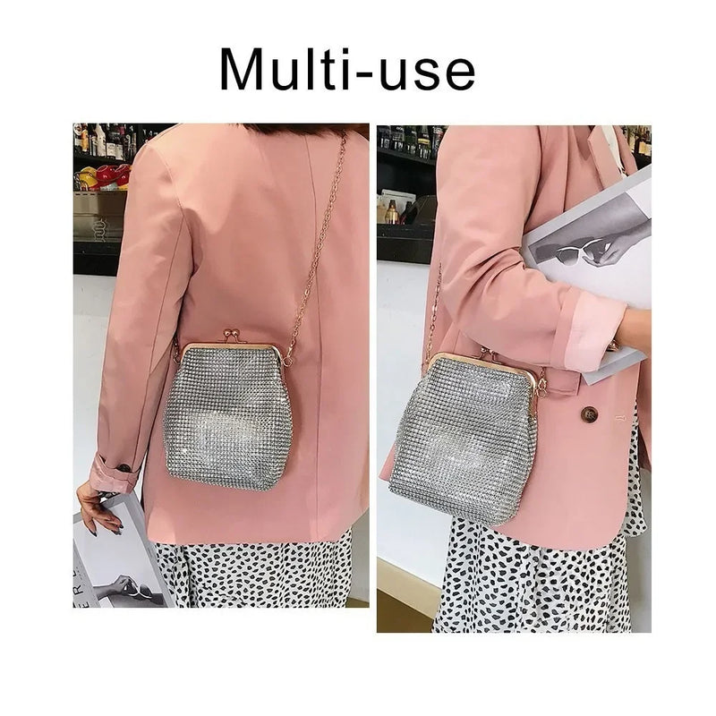 Bolsa de Ombro Corrente Palha Kiss Lock Shell Bolsas Femininas Vintage Designer  Crossbody