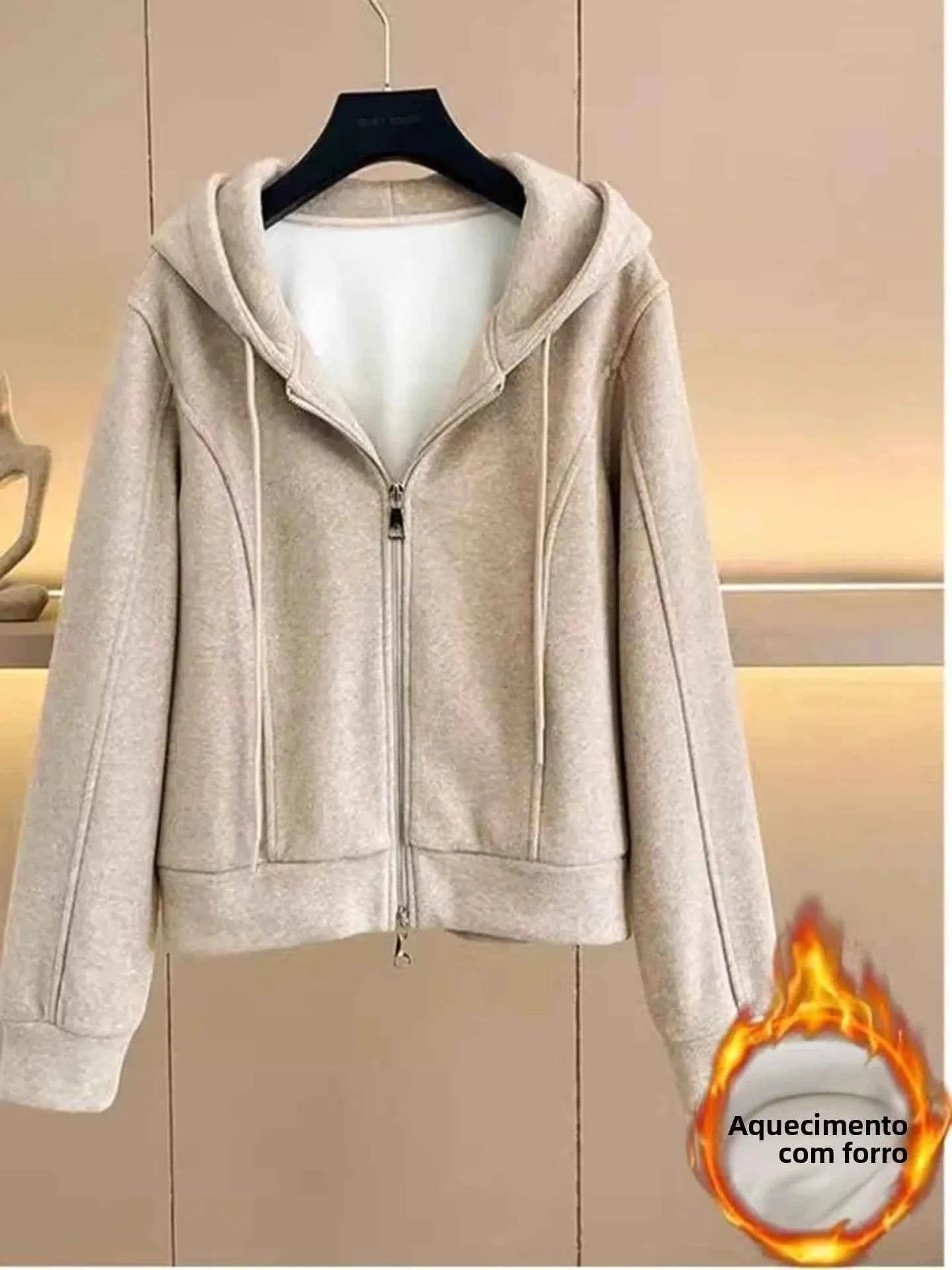 Women's Fleece Lined Thick Casual Sports Suit Set Hoodie Jacket Wide Leg Pants Two Piece Set Autumn Winter Fashion New Style