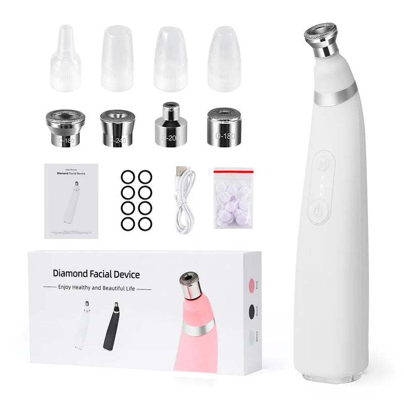 Máquina portátil de microdermoabrasão de diamante, dispositivo de peeling facial, esfoliação a vácuo, removedor de cravos com 4 pontas de peeling de diamante