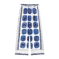 TRAFZA Women 2 Piece Set Chic Printed Lapel Single-Breasted Long Sleeve Loose Top+Summer Woman Casual Drawstring Wide Leg Pants